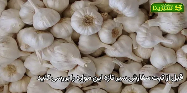 قبل از ثبت سفارش سیر تازه این موارد را بررسی کنید قبل از ثبت سفارش سیر تازه این موارد را بررسی کنید